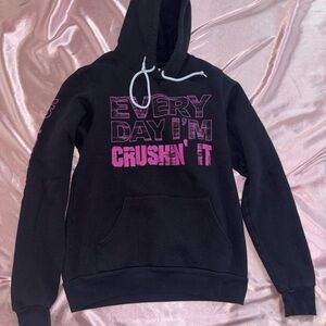 Black and Pink Chaos And Kindness Graphic Hoodie “Crush The F*ck” Size S